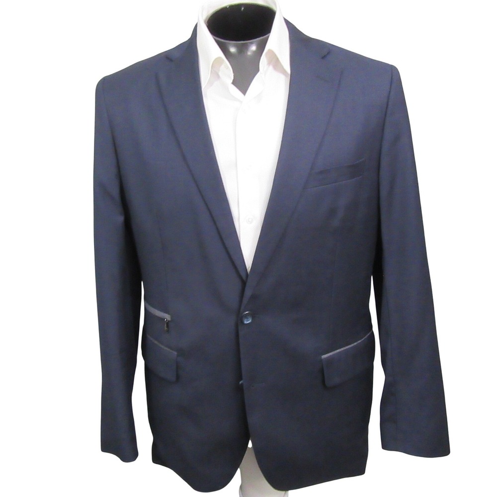 Hart Schaffner Marx Sport Coat L (42R) Solid Navy Blue Unstructured Surgeon Cuff